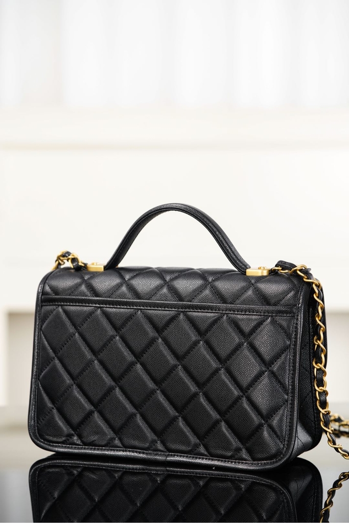 Chanel 25B Four-Leaf Clover Coin Messenger Bag Black Gold