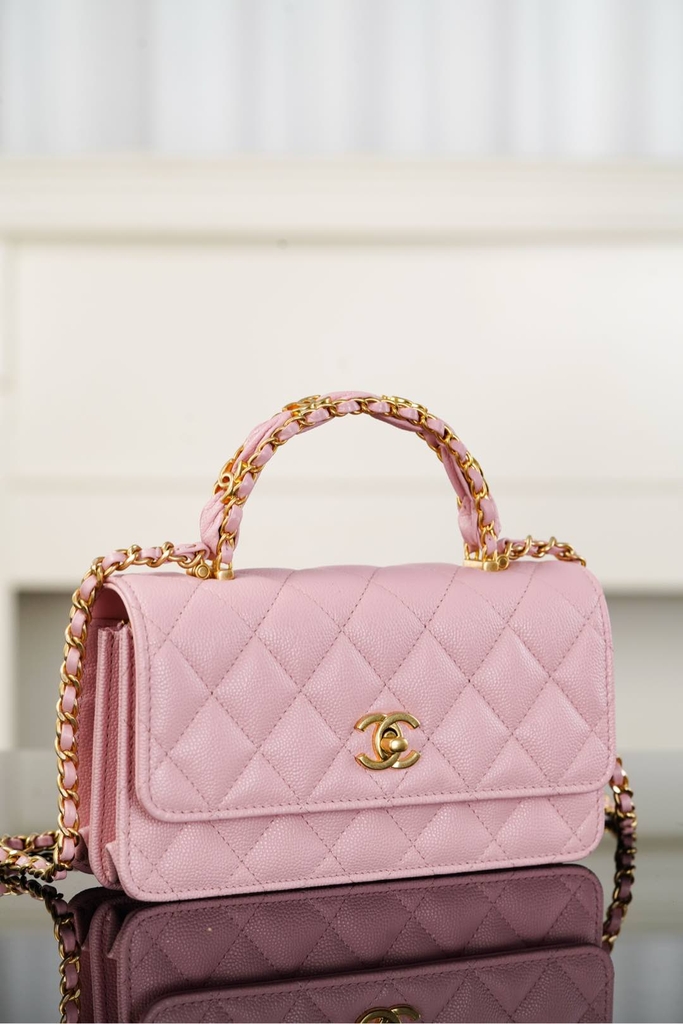 Chanel 25B Double C Handle Accordion Bag Pink