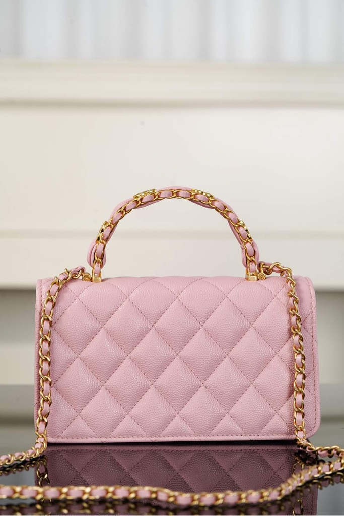 Chanel 25B Double C Handle Accordion Bag Pink