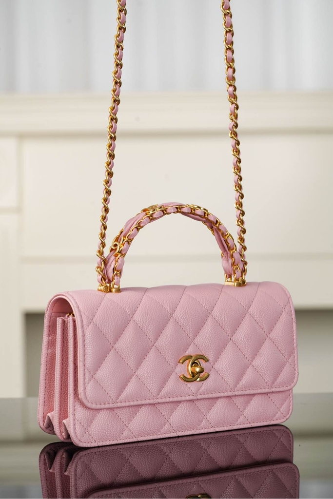 Chanel 25B Double C Handle Accordion Bag Pink