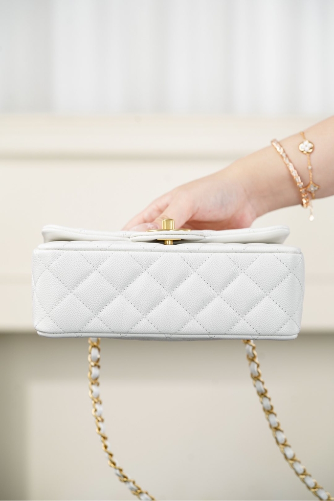 Chanel 25B Double C Handle CF Mini Bag Platinum