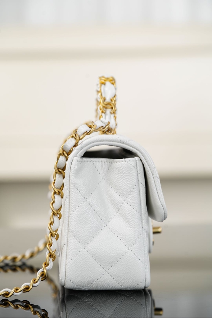 Chanel 25B Double C Handle CF Mini Bag Platinum