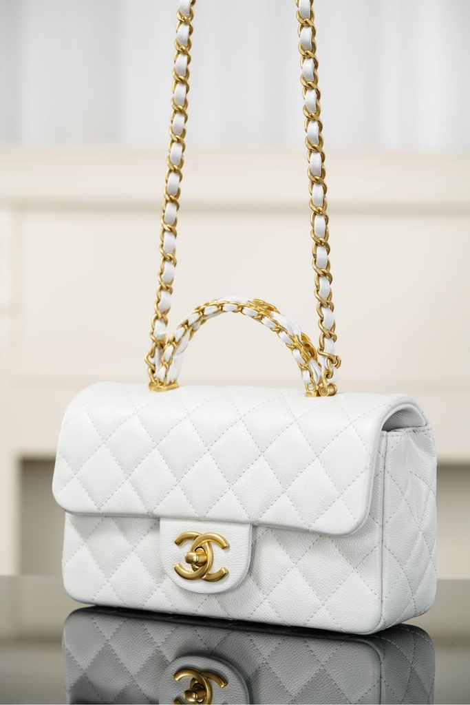 Chanel 25B Double C Handle CF Mini Bag Platinum