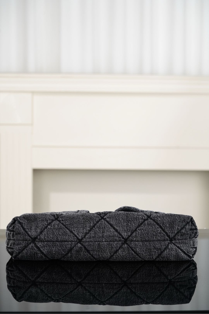 Chanel 25k Hobo Shopping Bag Black Denim