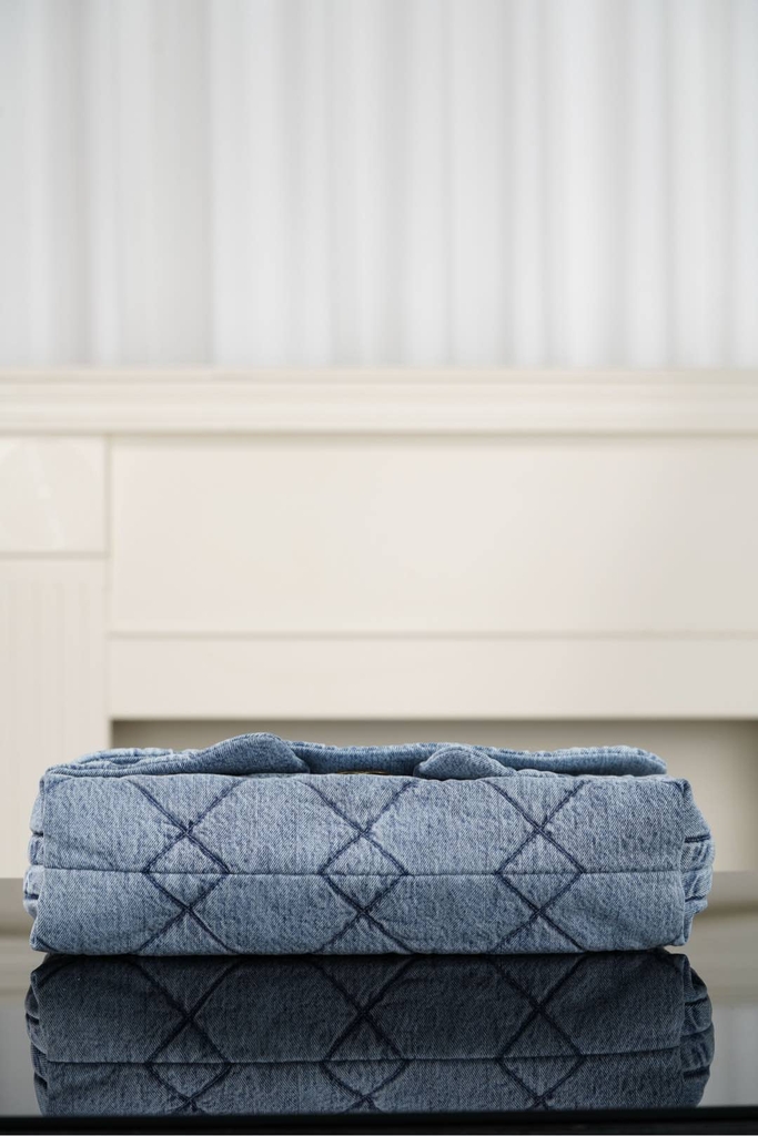 Chanel 25k Hobo Bag with Double Pockets - Light Blue - Large