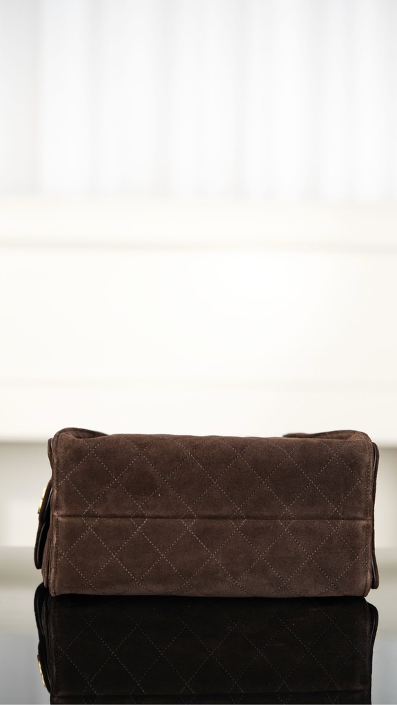 Chanel 25k Brown Suede Drawstring Bucket Bag