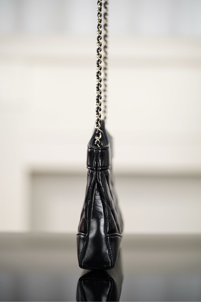 Chanel 25P 31Bag Nano Black Gold Leather