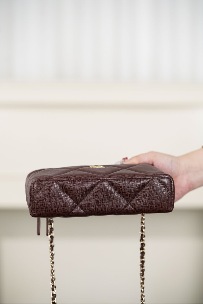 Chanel 25K Diamond Pattern Leather Box Bag Chocolate Brown