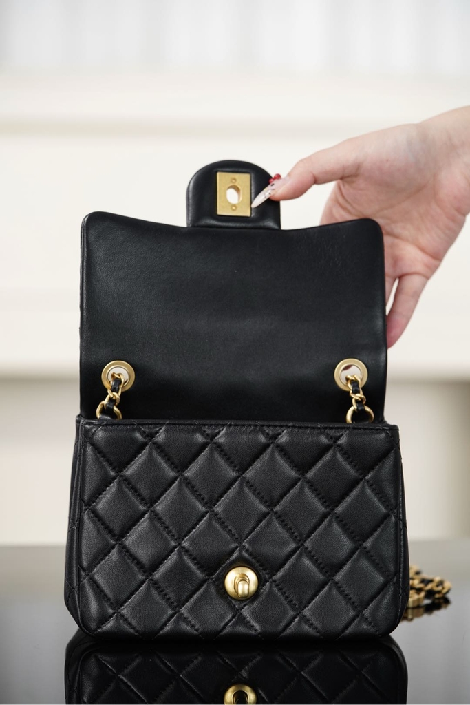 Chanel 25B Black Leather Mini Bag