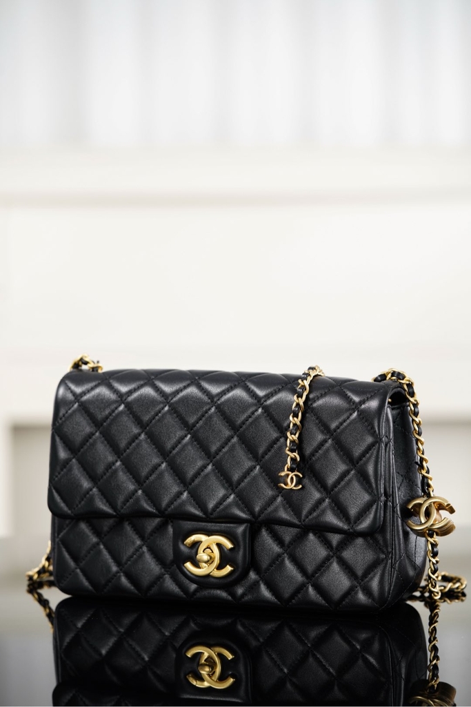 Chanel 25B Double C Chain CF Black Gold Bag