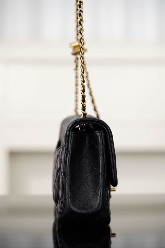 Chanel 25B Double C Chain CF Black Gold Bag