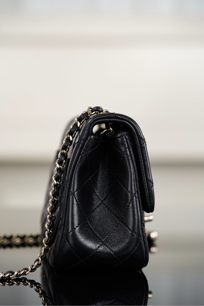 Chanel 25k CF Black Gold Luxury Handbag