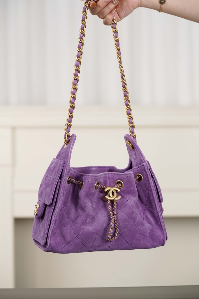 Chanel 26C Series Mini Bag Purple Suede