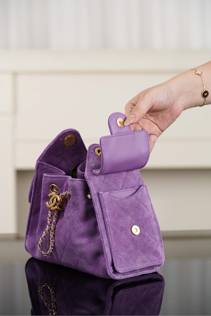 Chanel 26C Series Mini Bag Purple Suede