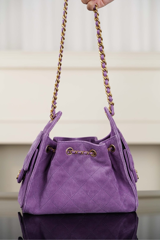 Chanel 26C Series Mini Bag Purple Suede