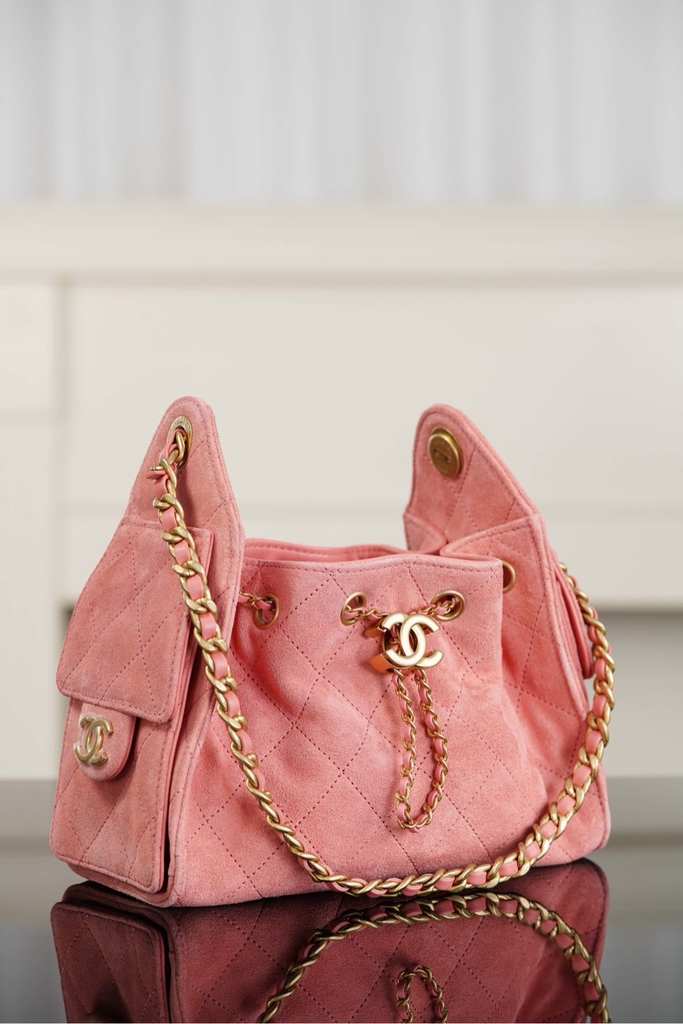 Chanel 26C Series Mini Bag 25cm Suede Pink