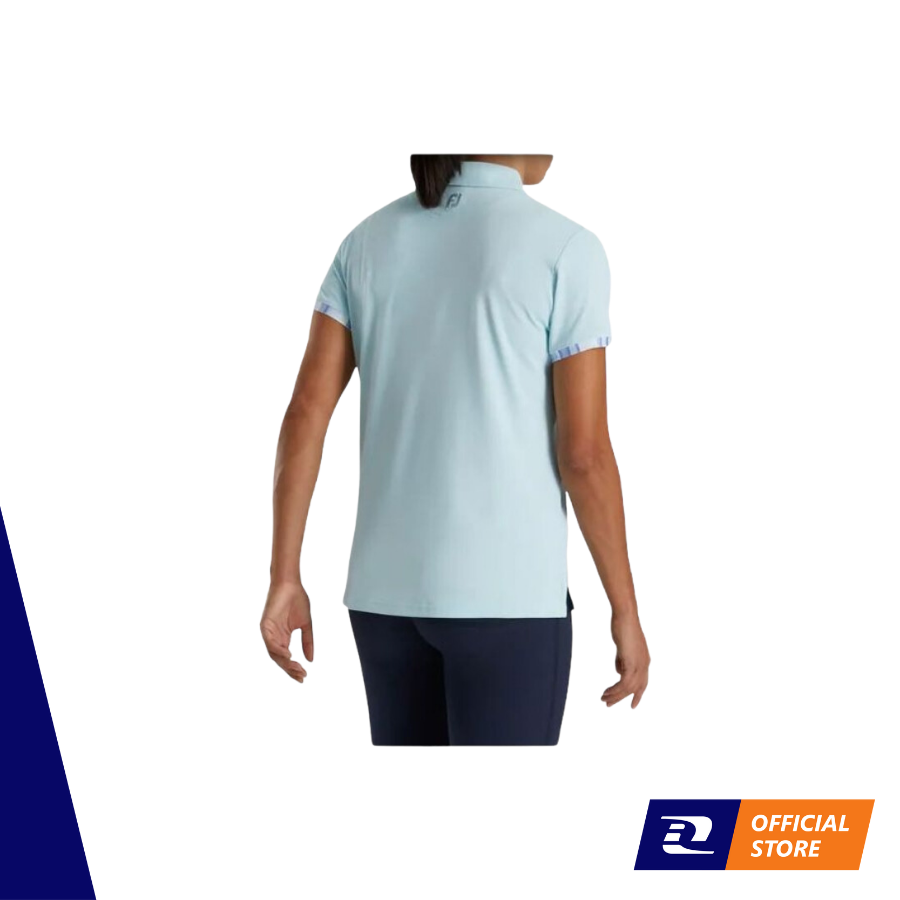 Áo Footjoy Women’s Short Sleeve Watercolor Trim Stretch Pique Shirt Blue