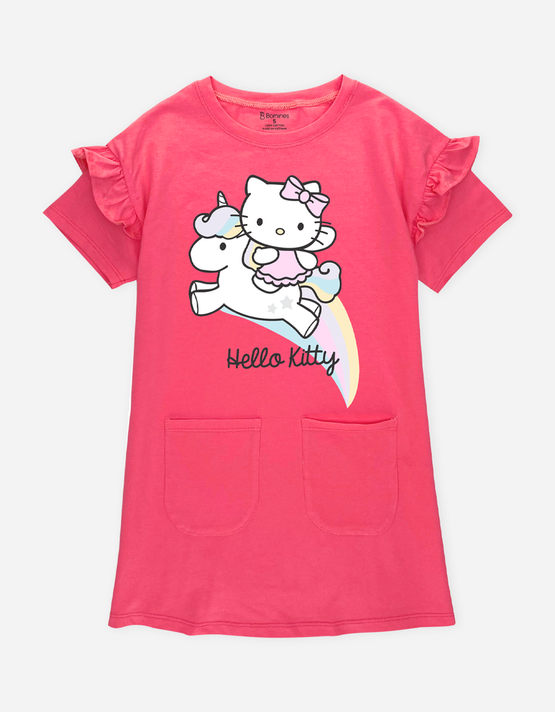 Váy bé gái tay ngắn Hello Kitty dáng suông