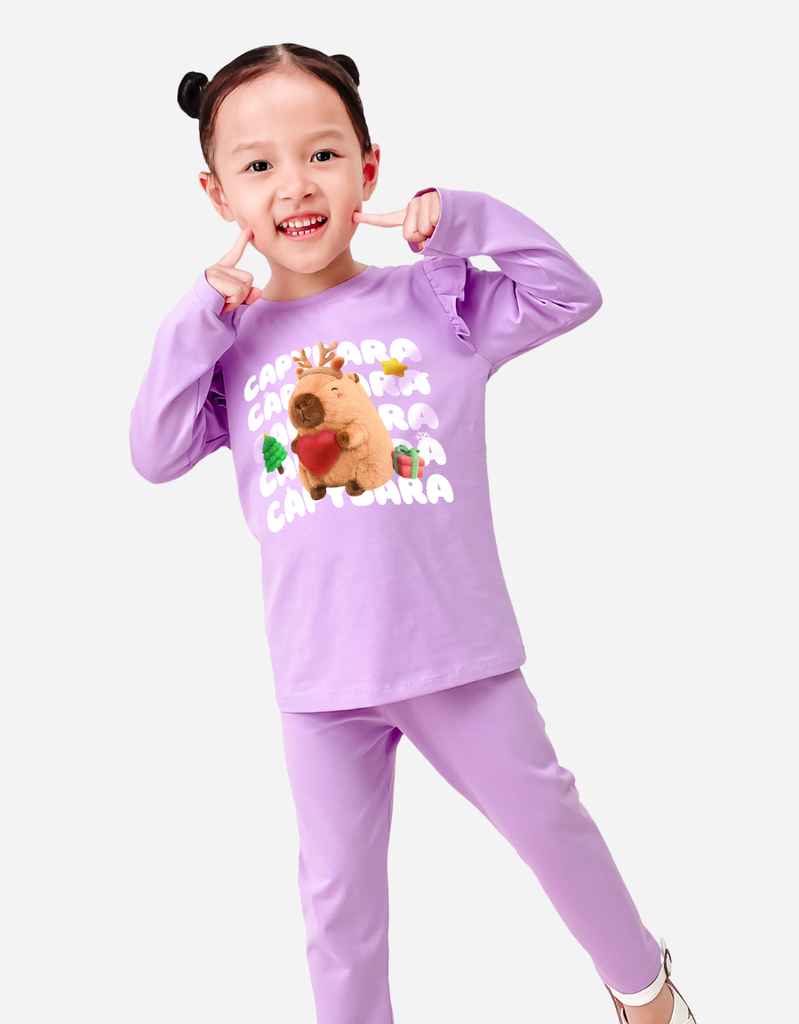 Đồ bộ bé gái tay dài mùa thu Capybara