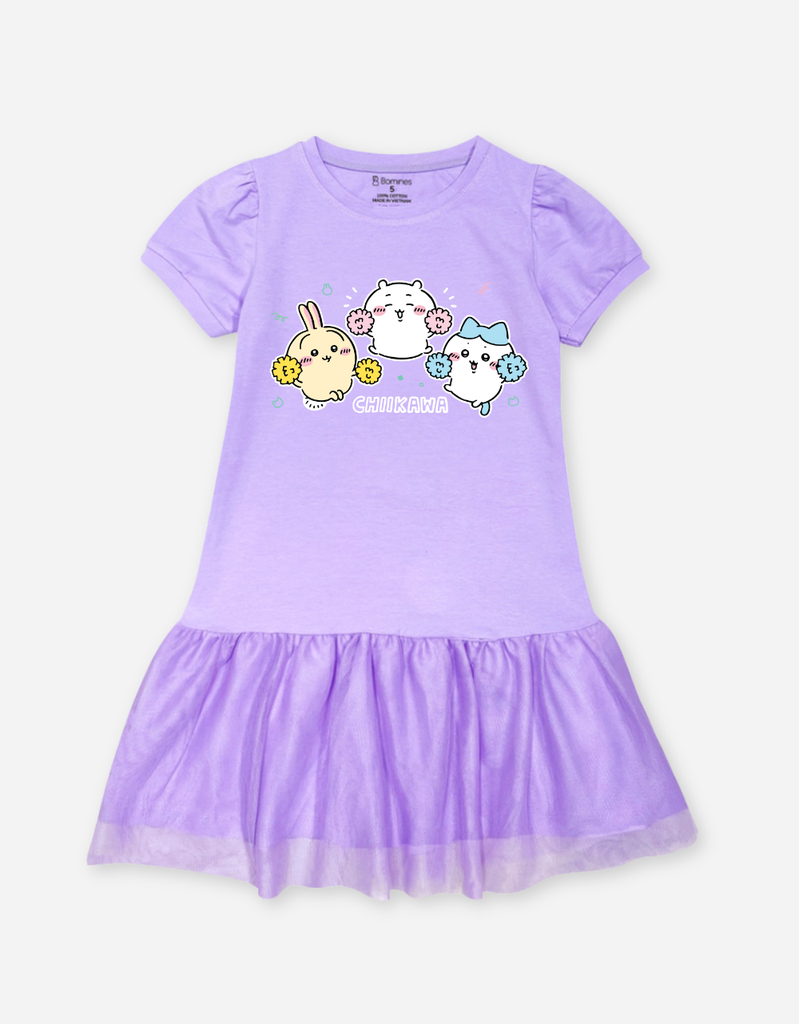 Váy bé gái phối lưới Chiikawa Bomines