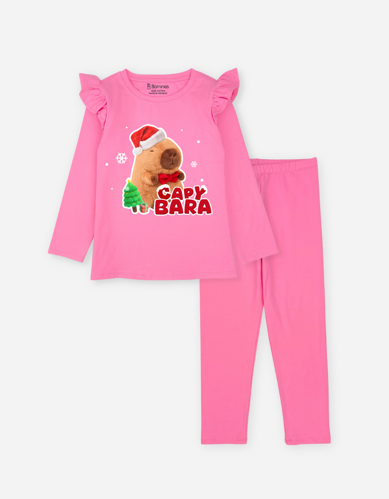 Đồ bộ bé gái tay dài mùa thu Capybara