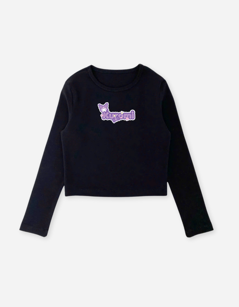 Áo tay dài bé gái Kuromi Melody Bomines, áo giữ nhiệt dáng croptop