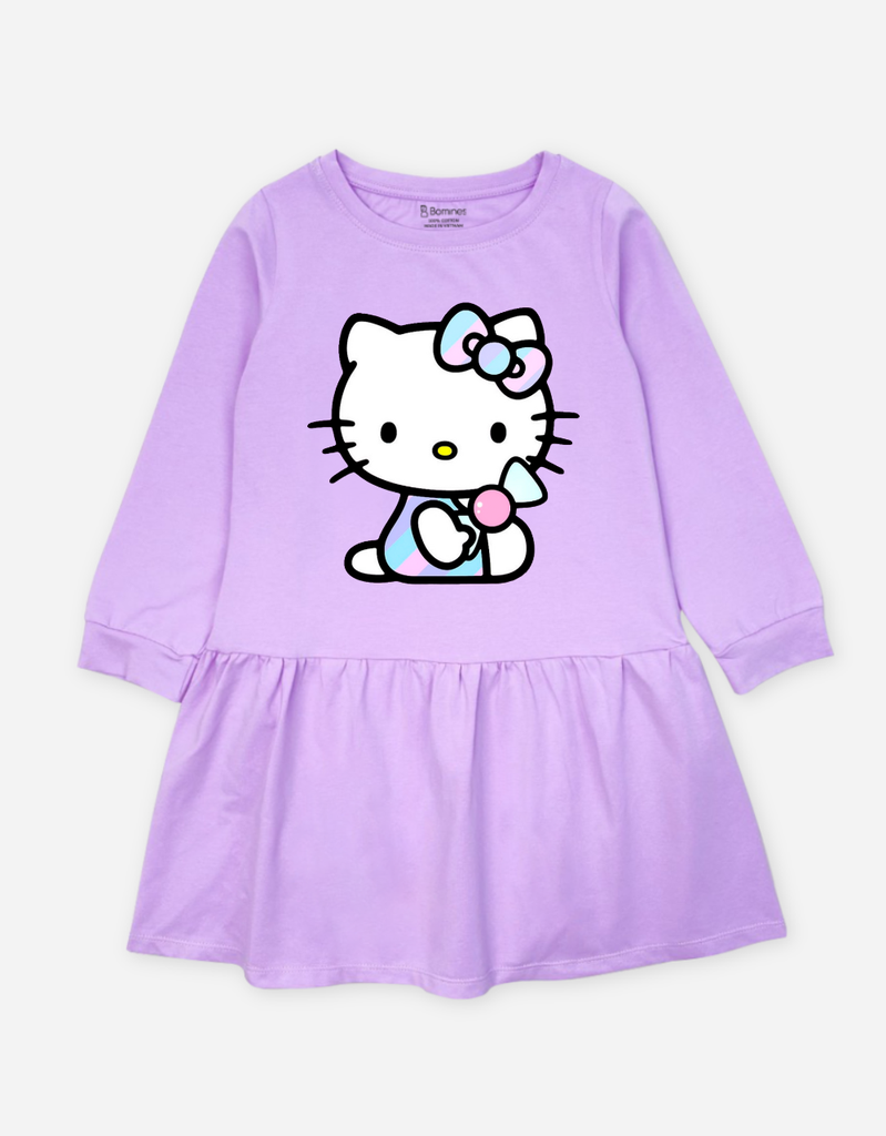 Váy bé gái mùa thu tay dài Hello Kitty