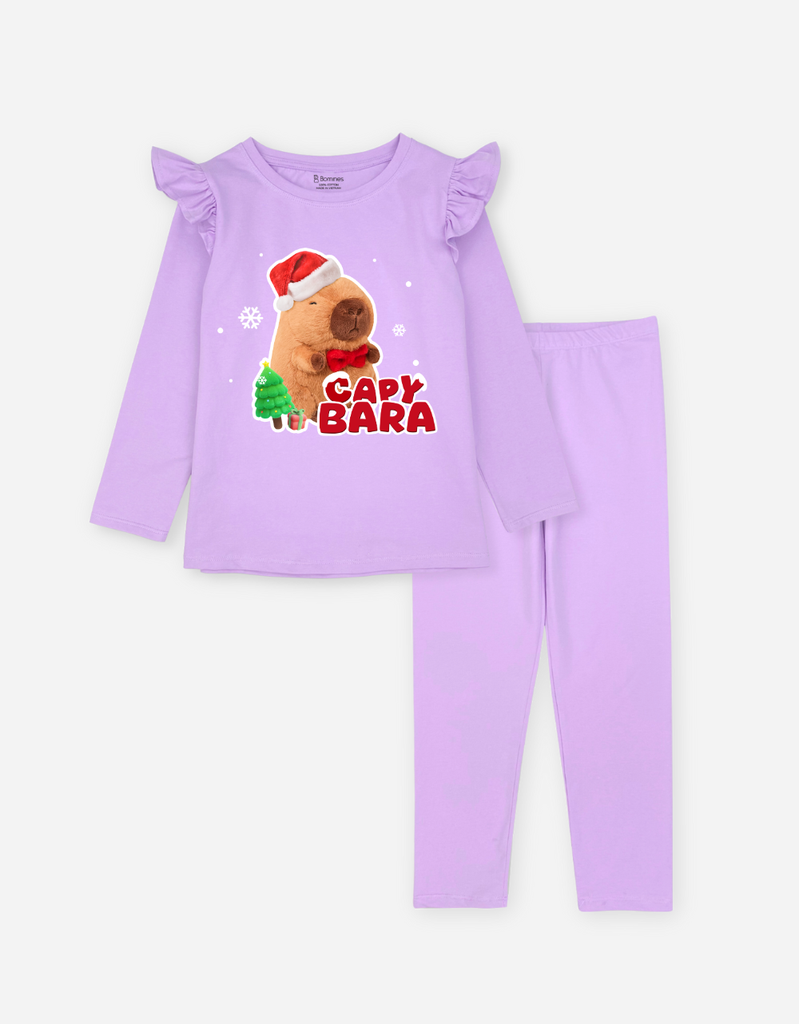 Đồ bộ bé gái tay dài mùa thu Capybara
