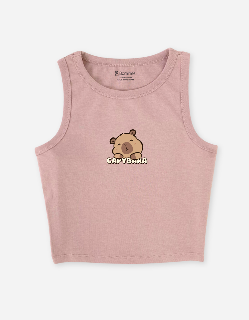 Áo bé gái croptop sát nách Labubu Capybara Kuromi