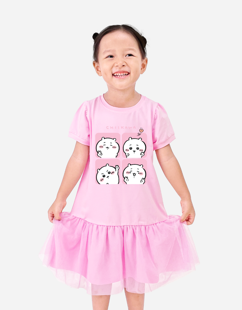 Váy bé gái phối lưới Chiikawa Bomines