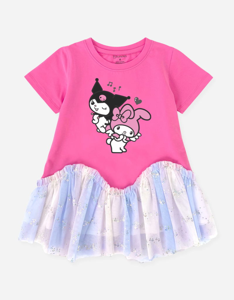 Váy bé gái phối lưới Kuromi & Melody