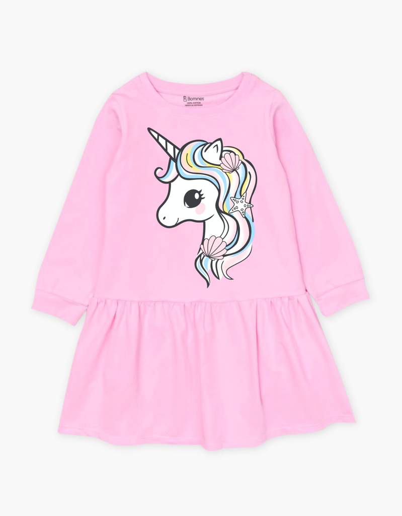 Váy bé gái mùa thu tay dài Kỳ Lân Unicorn