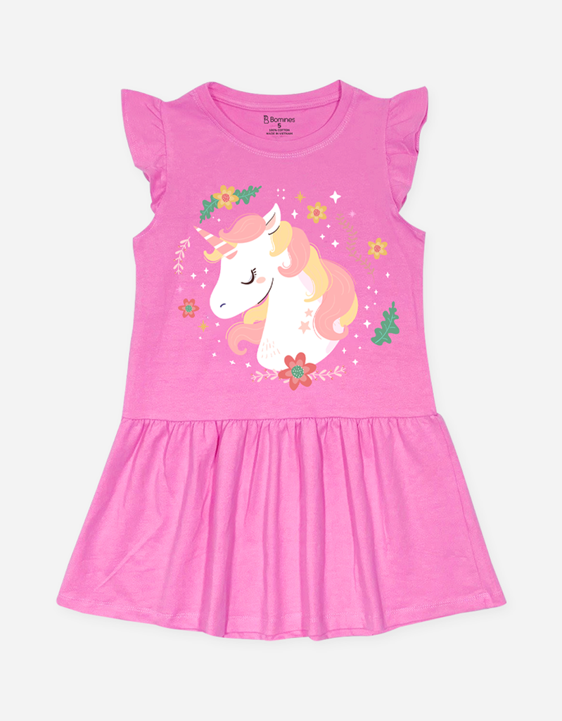 Váy bé gái tay cánh tiên Kỳ Lân Unicorn