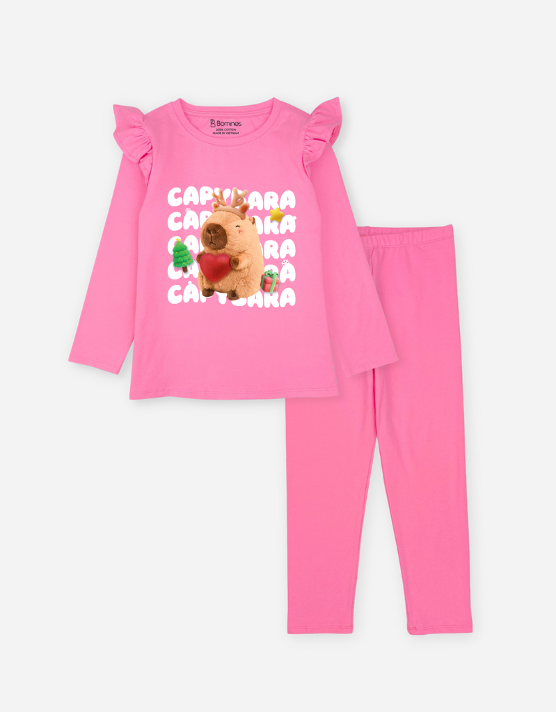 Đồ bộ bé gái tay dài mùa thu Capybara