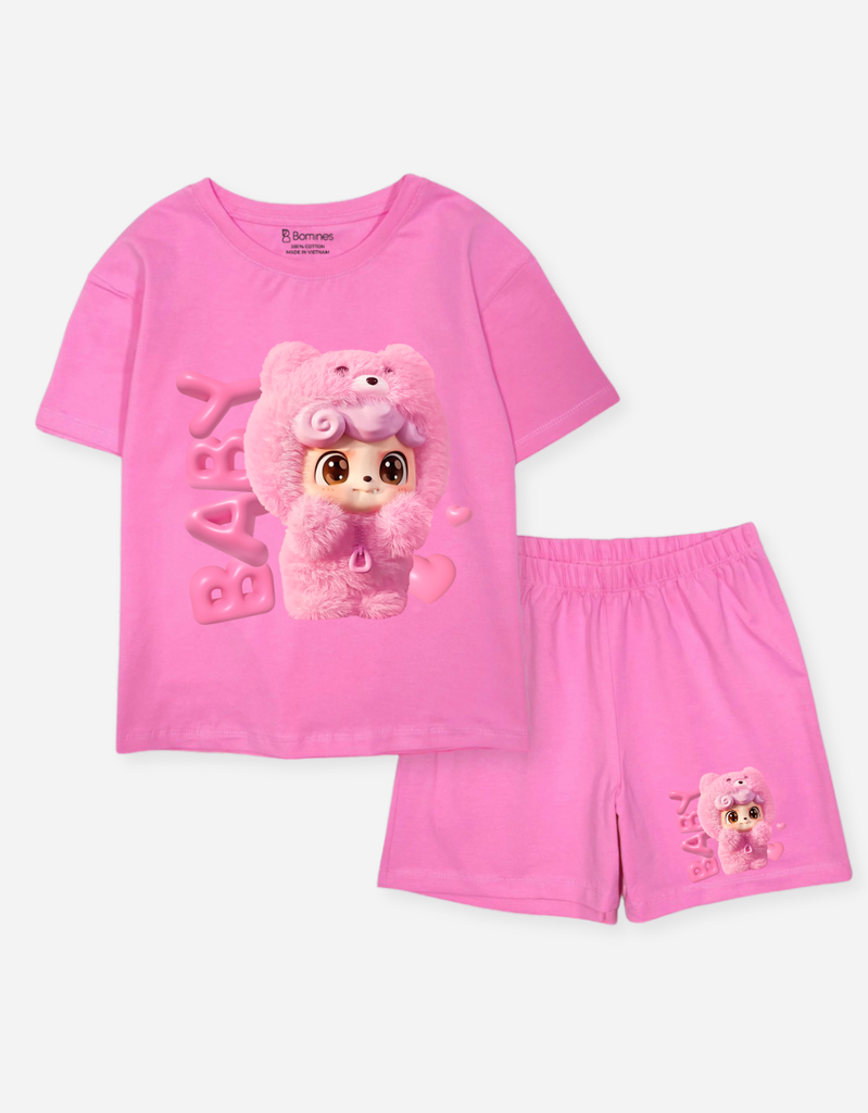 Đồ bộ ngắn bé gái BabyThree Bomines