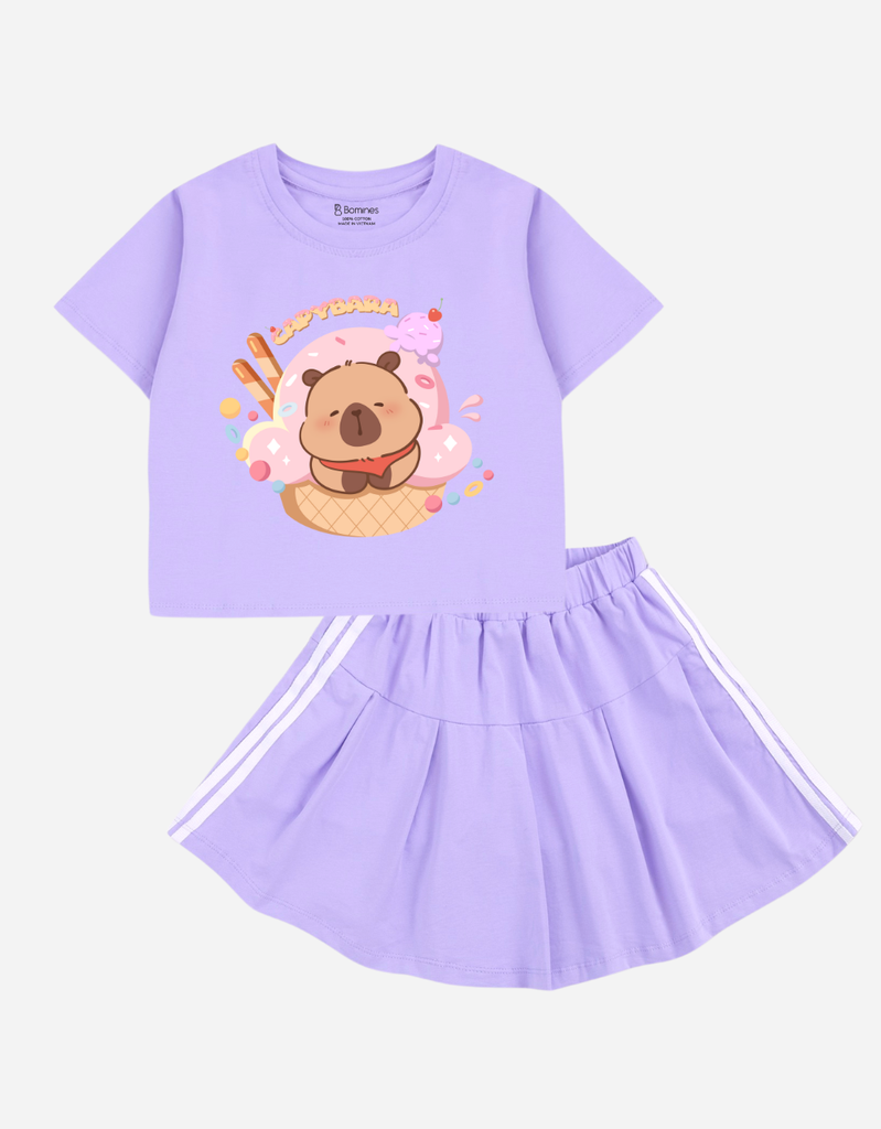 Set váy bé gái Capybara Bomines