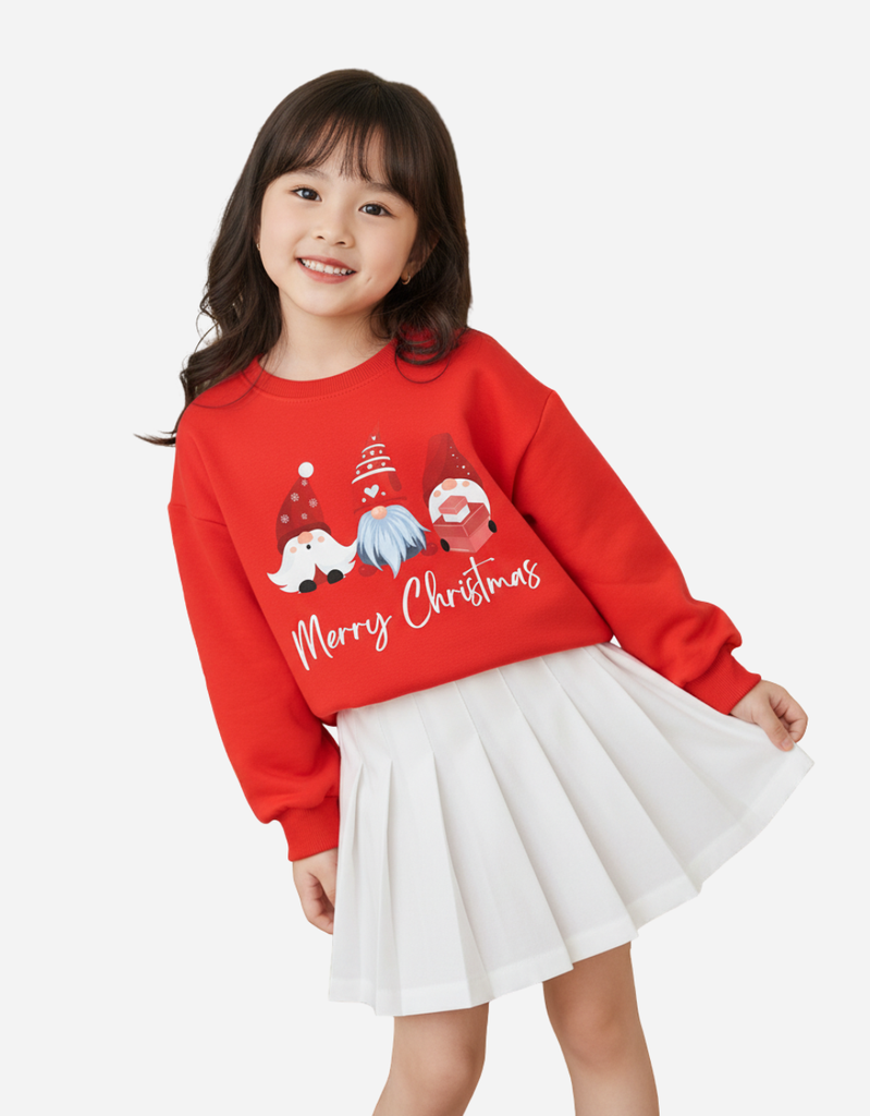 Áo bé trai bé gái Noel Bomines, Áo nỉ da cá cotton cho bé 3 -12t, 14-40kg ATDXM