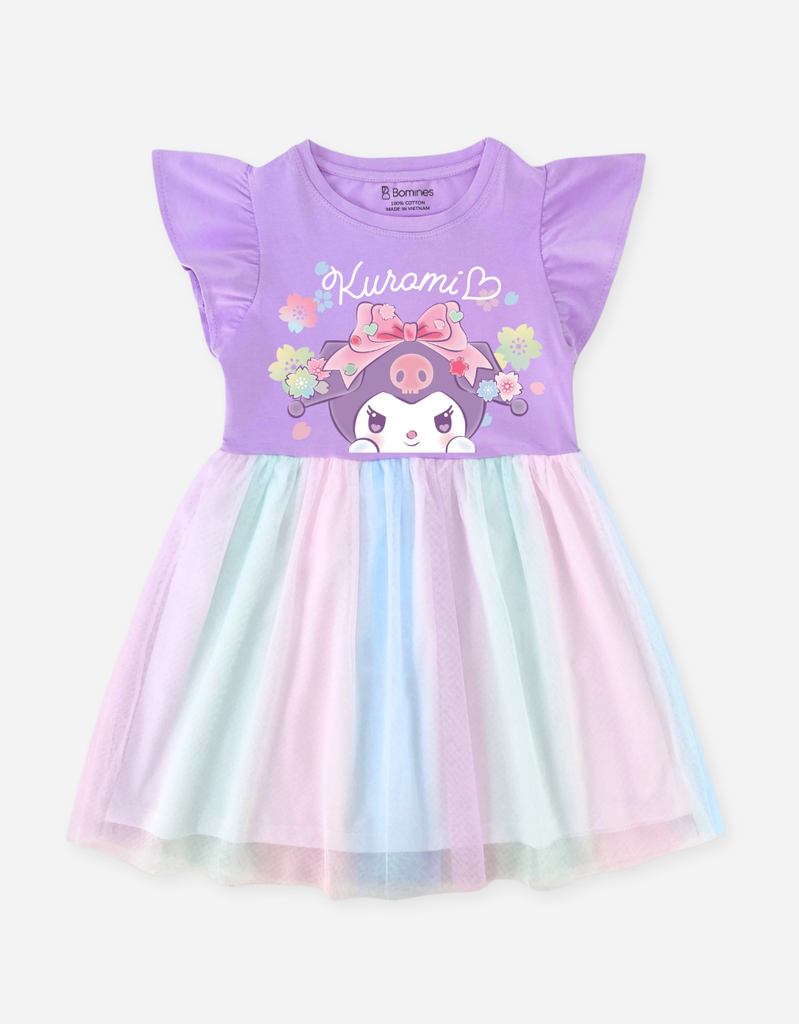 Váy bé gái Bomines, Đầm phối lưới cầu vồng Sanrio