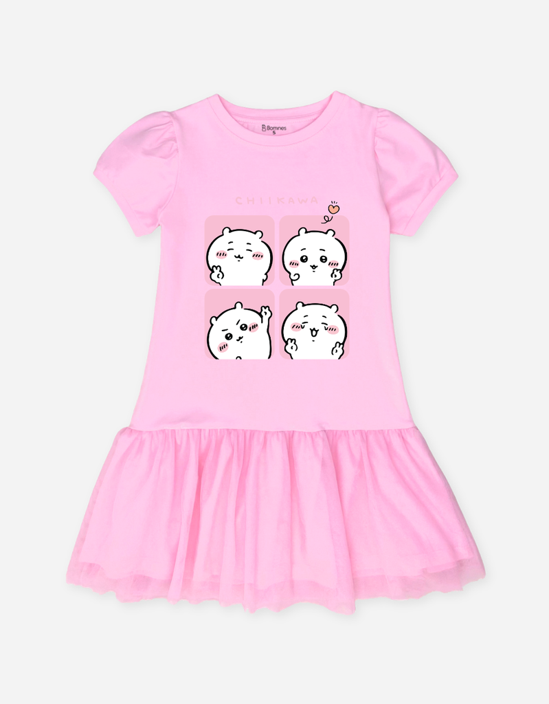 Váy bé gái phối lưới Chiikawa Bomines