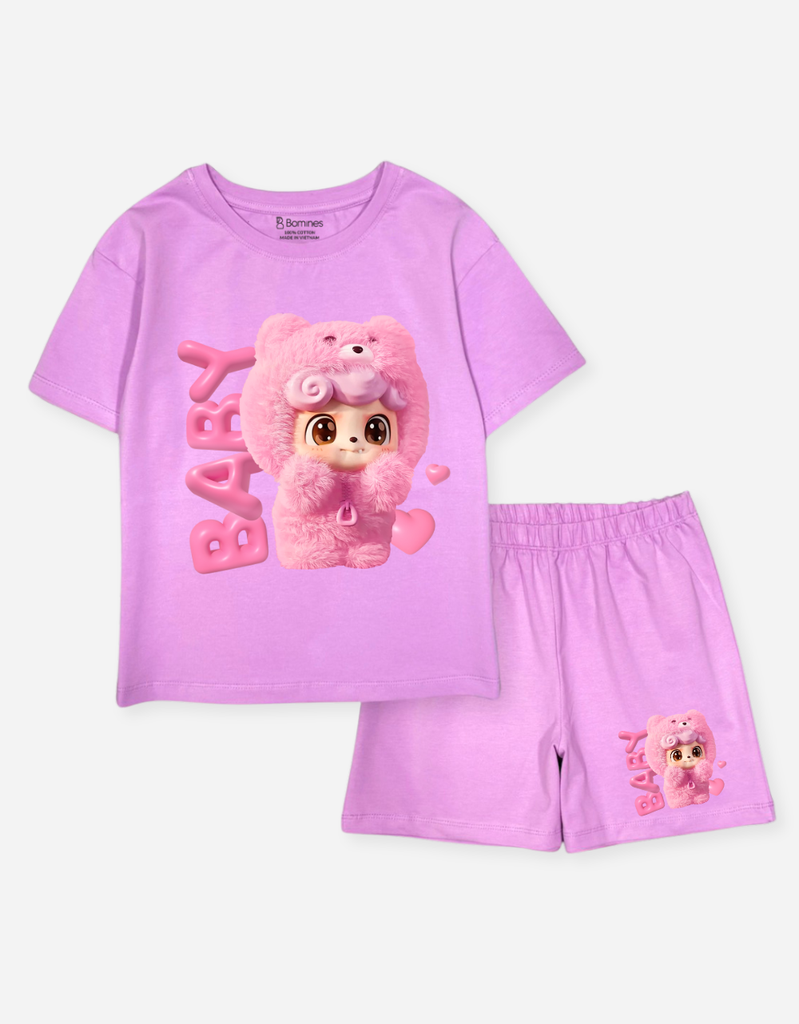 Đồ bộ ngắn bé gái BabyThree Bomines