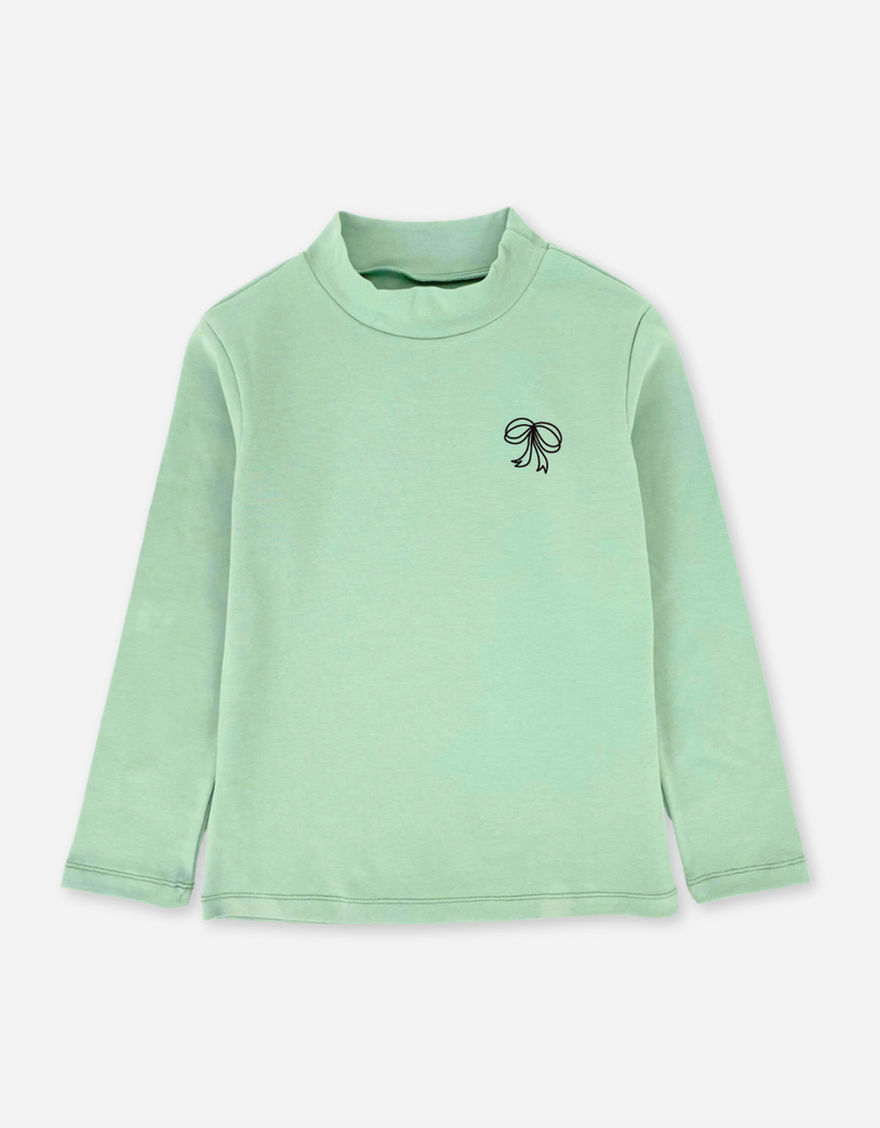 Áo tay dài bé gái cổ lọ zip cotton dáng body