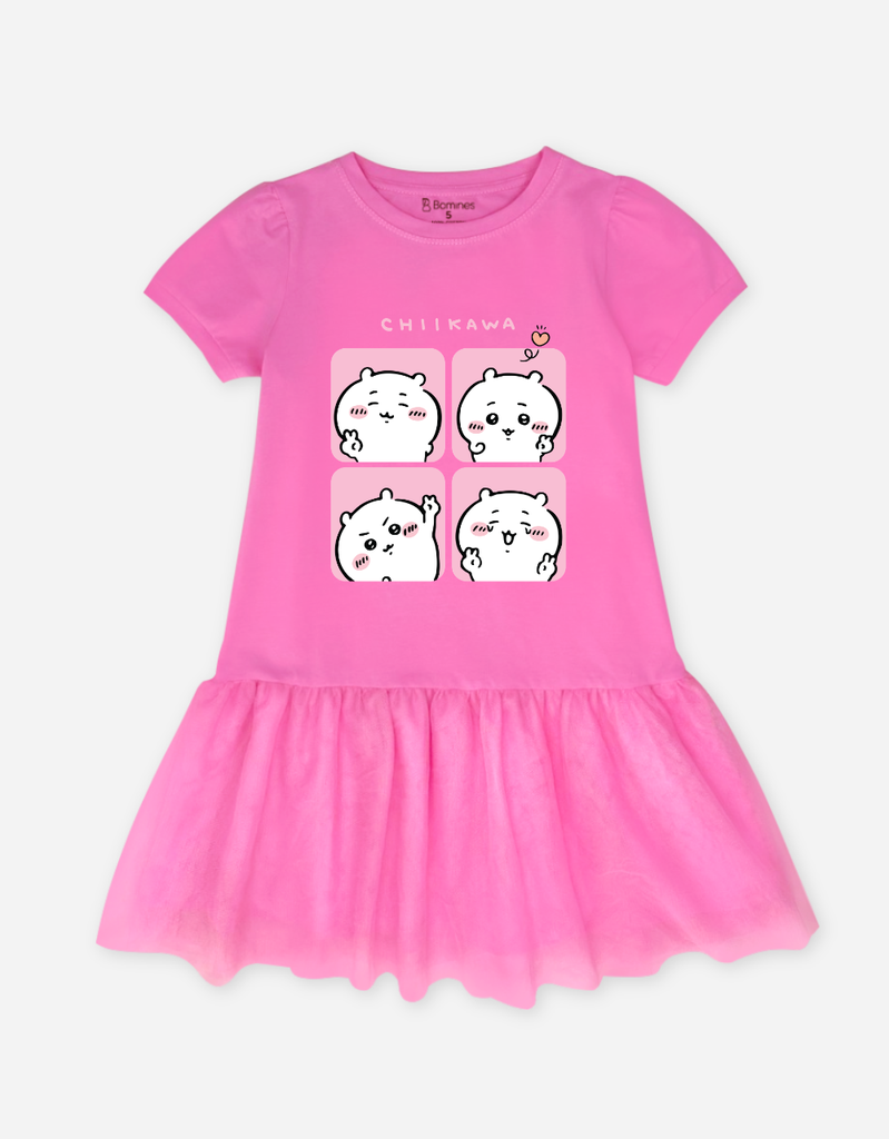 Váy bé gái phối lưới Chiikawa Bomines