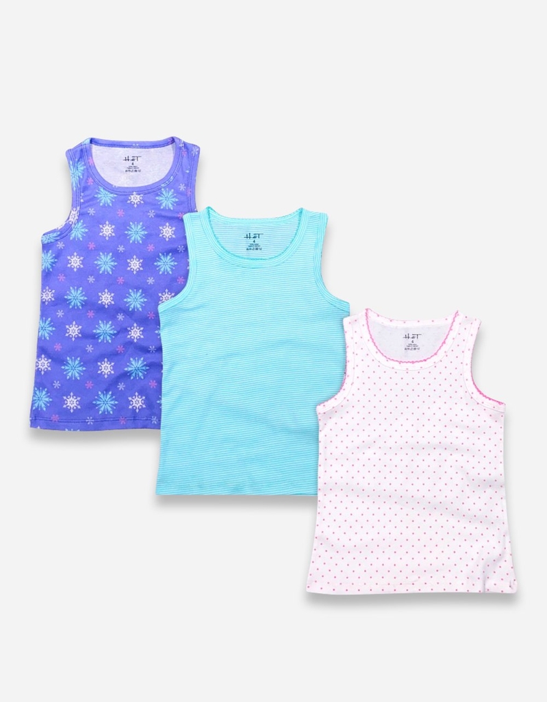 Set 3 áo sát nách bé gái thun cotton nhiều họa tiết