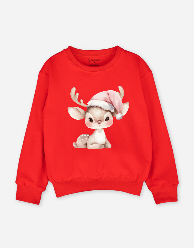 Áo bé trai bé gái Noel Bomines, Áo nỉ da cá cotton cho bé 3 -12t, 14-40kg ATDXM