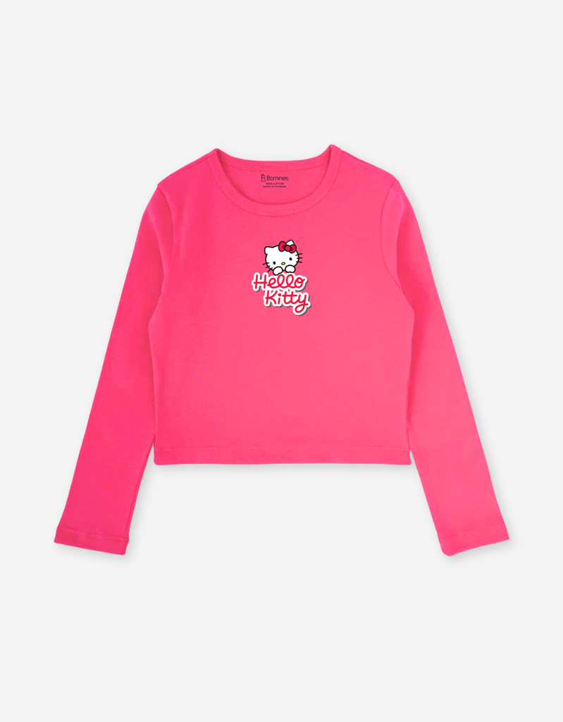 Áo tay dài bé gái Kuromi Melody Bomines, áo giữ nhiệt dáng croptop