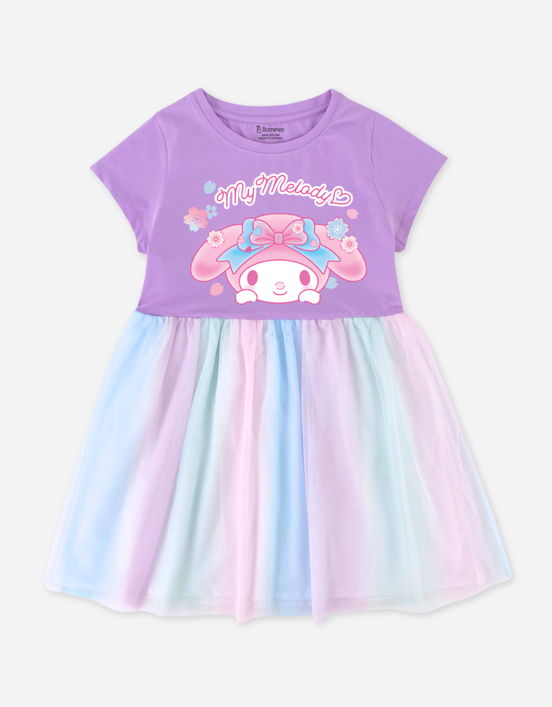 Váy bé gái Melody Bomines, Đầm phối lưới cầu vồng