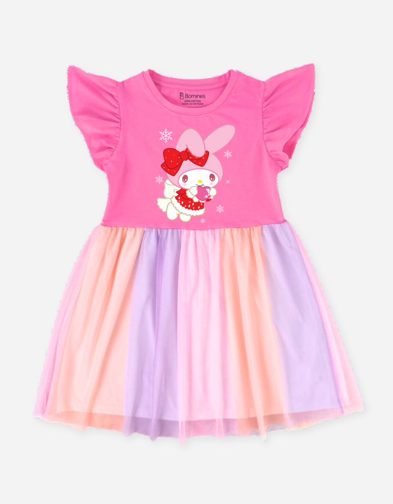 Váy bé gái Bomines, Đầm phối lưới cầu vồng Sanrio