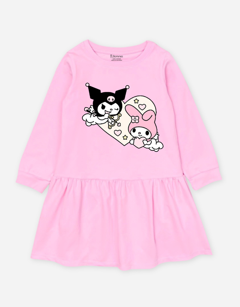 Váy bé gái tay dài Kuromi & My Melody