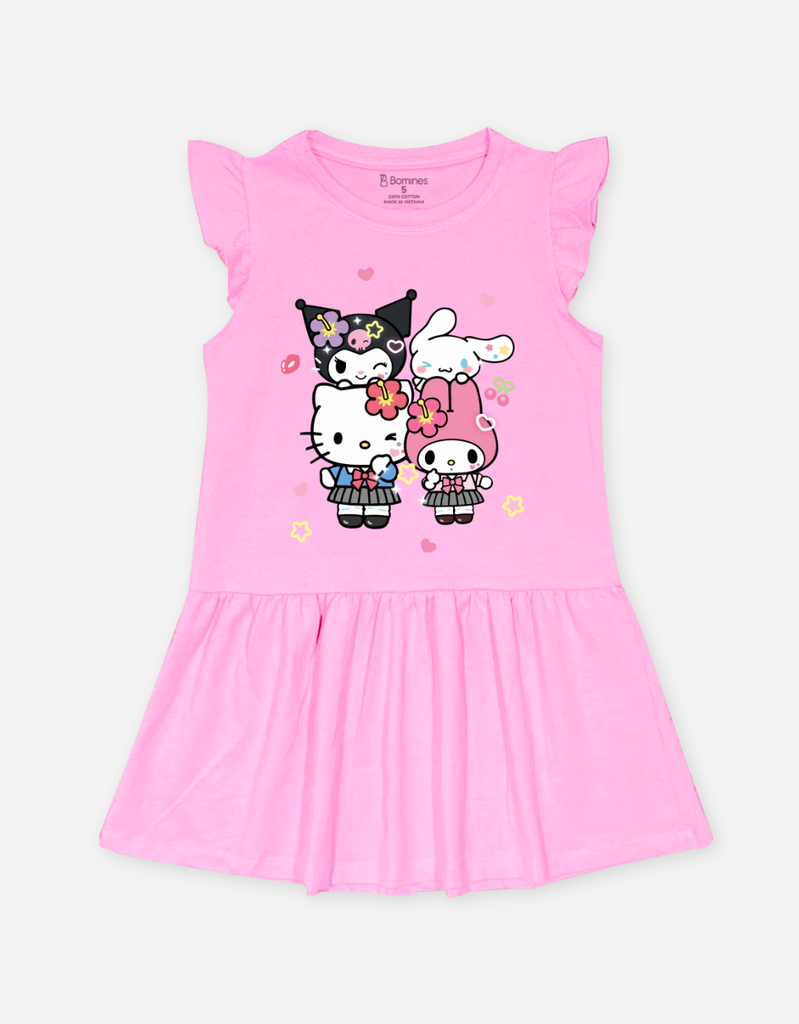Váy bé gái tay cánh tiên Sanrio Friends Kuromi