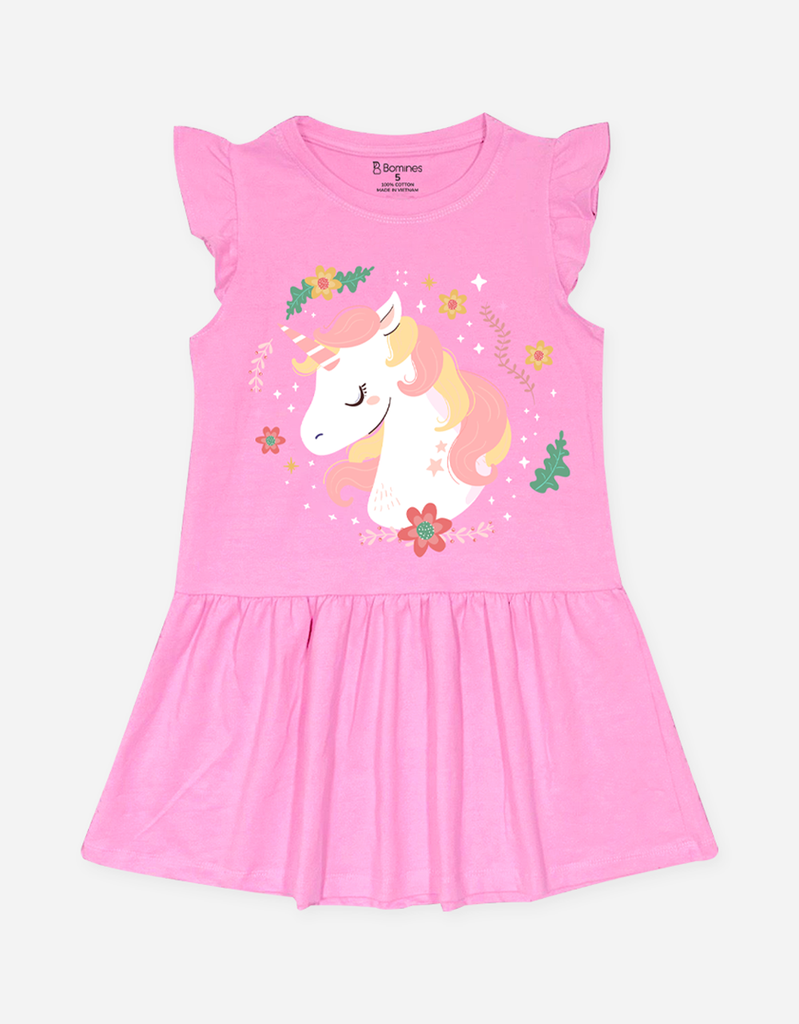 Váy bé gái tay cánh tiên Kỳ Lân Unicorn